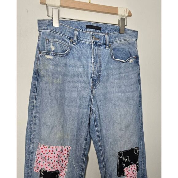 Uniqlo Customized Jeans Size 26 Patches Stitching Denim Upcycled - Picture 3 of 7